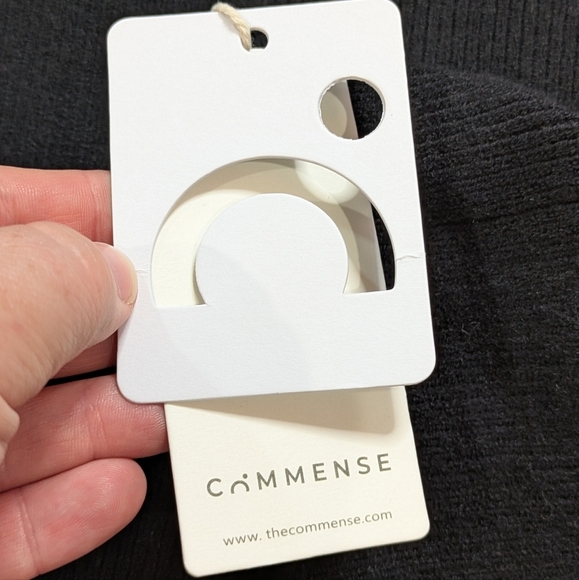 NWT Commense Black Silver Rhinestone Bow Pin Accent Sweater XL - Picture 6 of 9